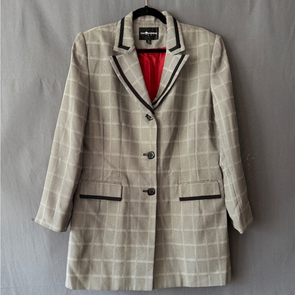 Sag Harbor Checkered Weave Office Blazer